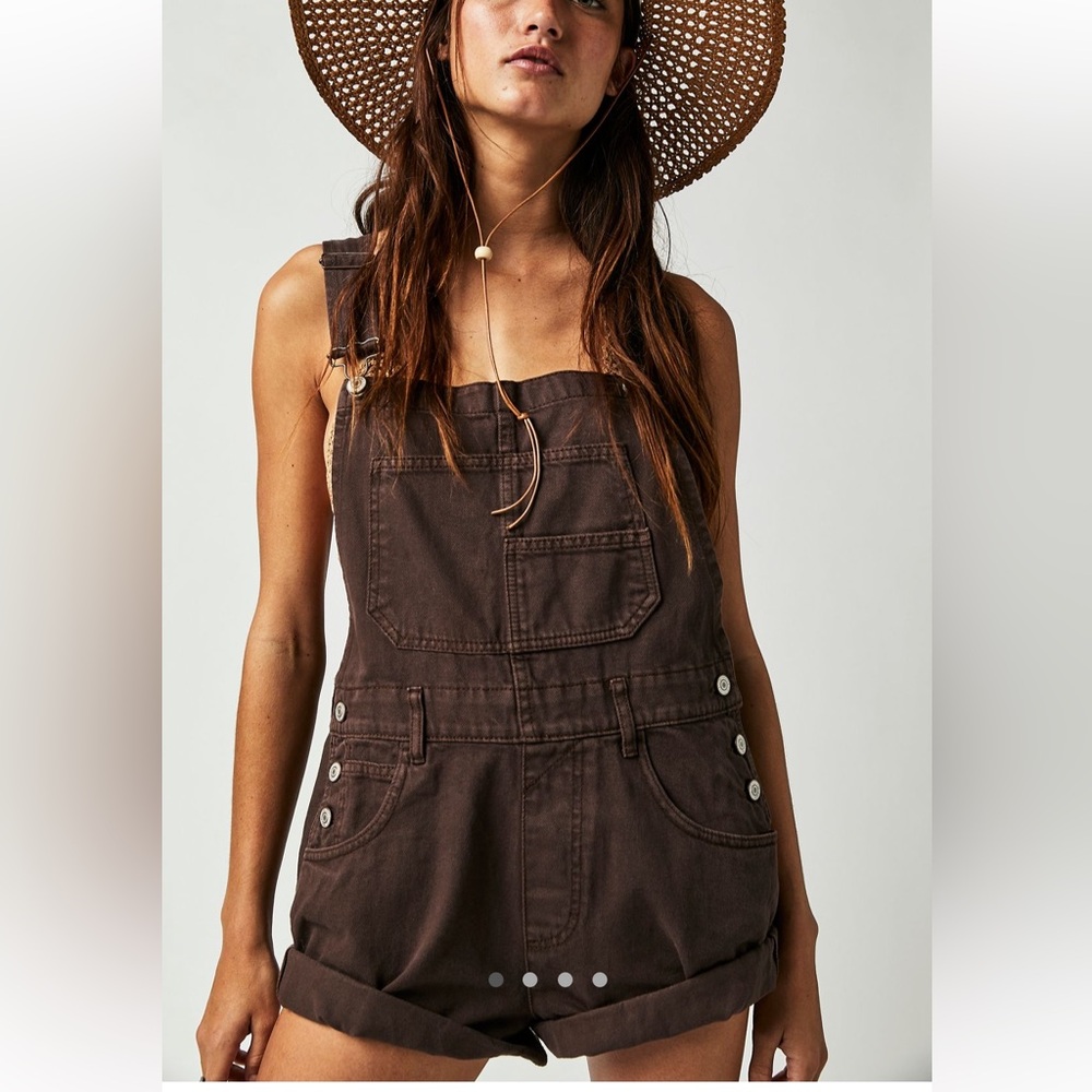 Free People WE THE FREE Ziggy Shortalls Mocha Sz Small